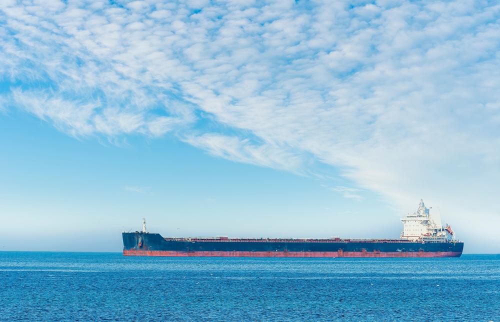An oil tanker on the ocean