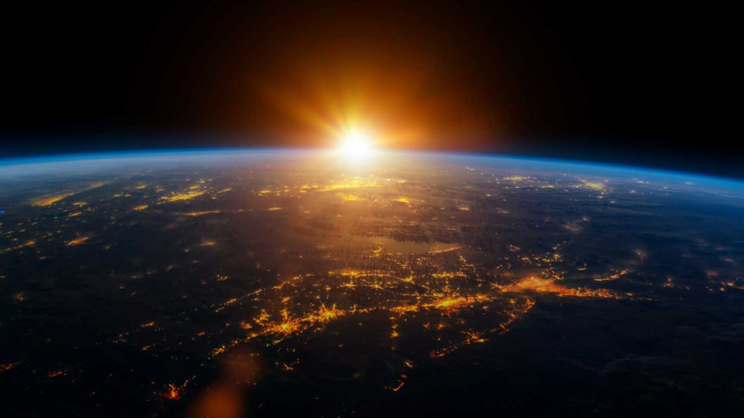 Sunrise over planet Earth, view from space. Elements of this image furnished by NASA.