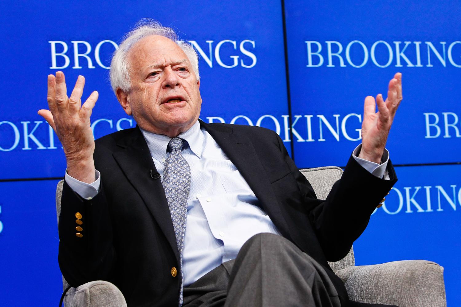 Stephen Hess speaks during the inaugural Brookings Book Club on October 29, 2015, where he discussed his book "America’s Political Dynasties: From Adams to Clinton."