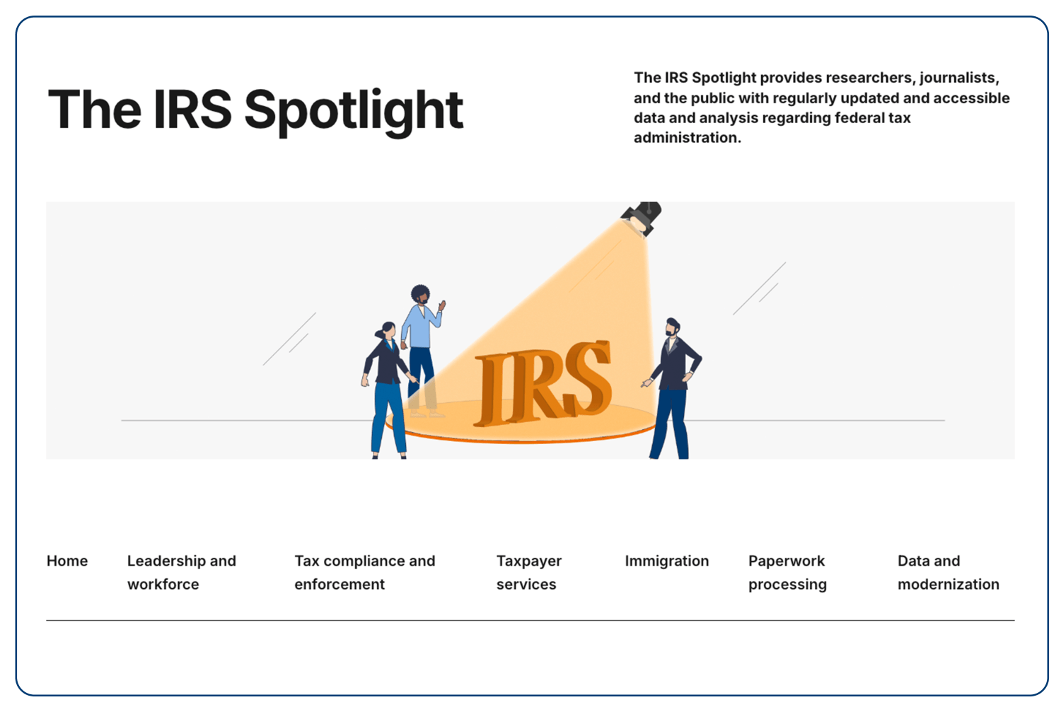 Homepage of the IRS Spotlight
