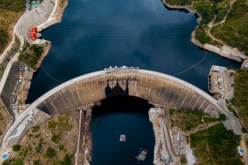 Aerial view of a dam