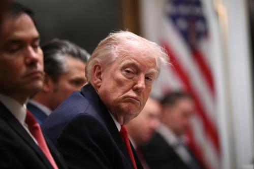 U.S. President Donald Trump looks on during a cabinet meeting in the Cabinet Room of the White House in Washington, DC, on January 29, 2026.