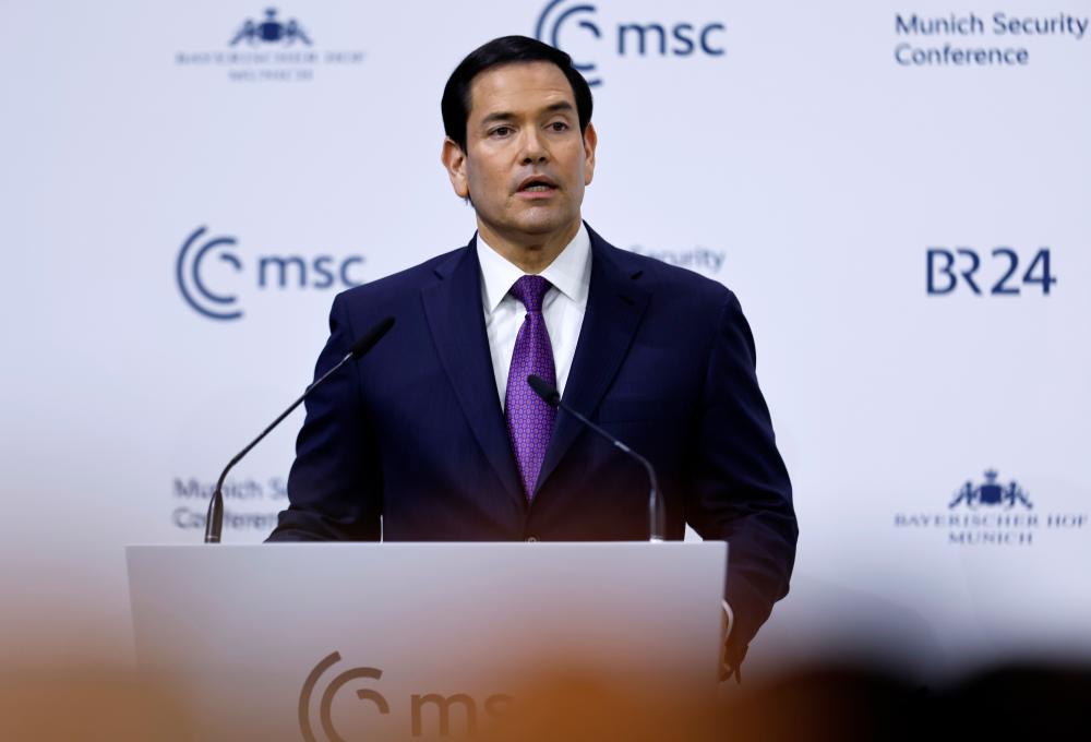 U.S. Secretary of State Marco Rubio delivers a keynote speech at the 62nd Munich Security Conference on February 14, 2026, in Munich, Germany