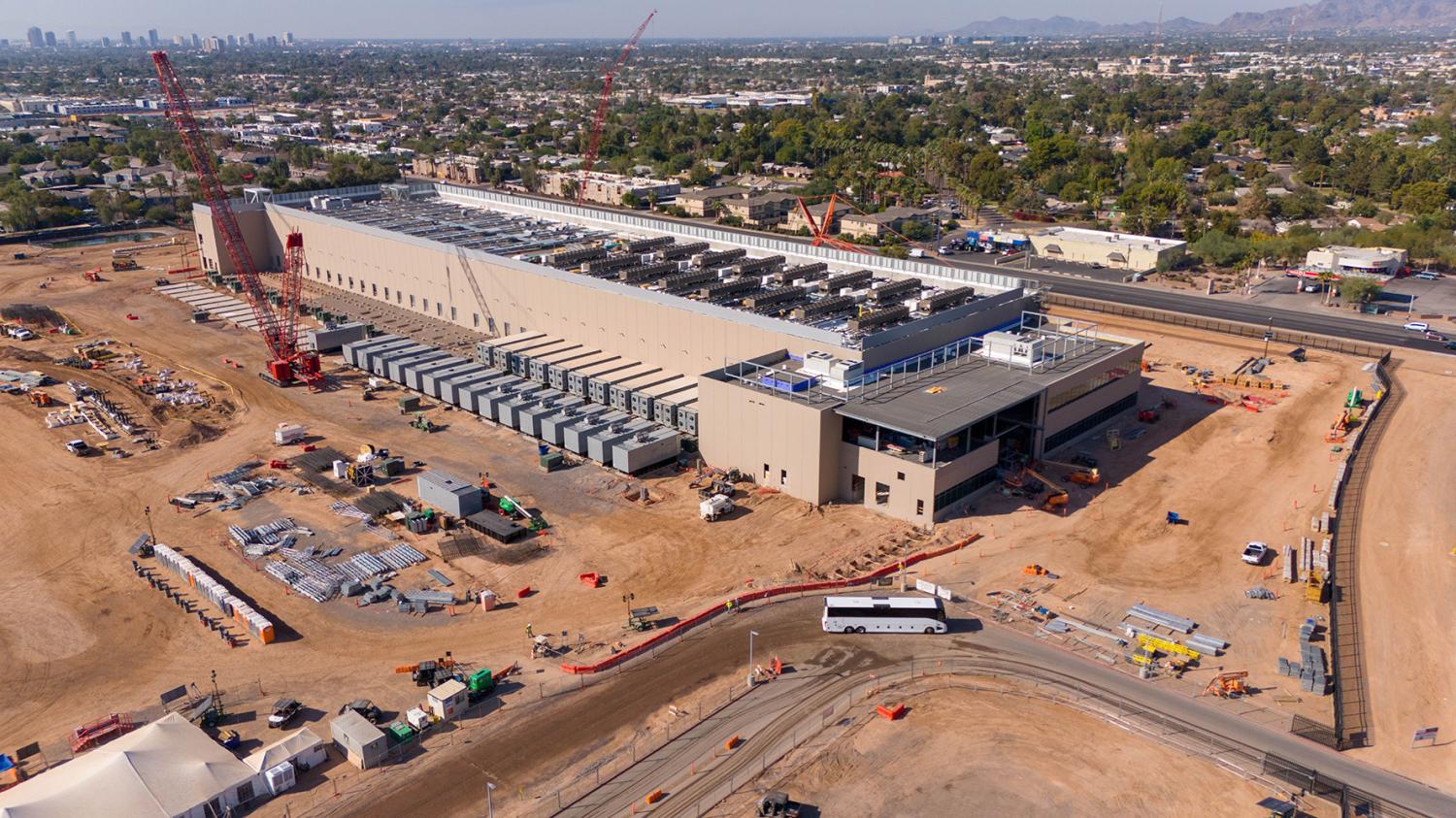 PHOENIX, US - Nov 09, 2023: An aerial view of the QTS Data center under construction in Phoenix, Arizona