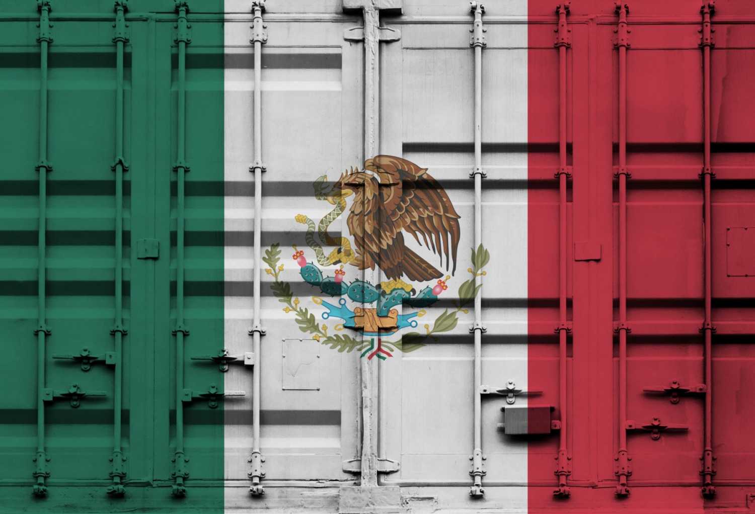 Mexican flag painted on a shipping container