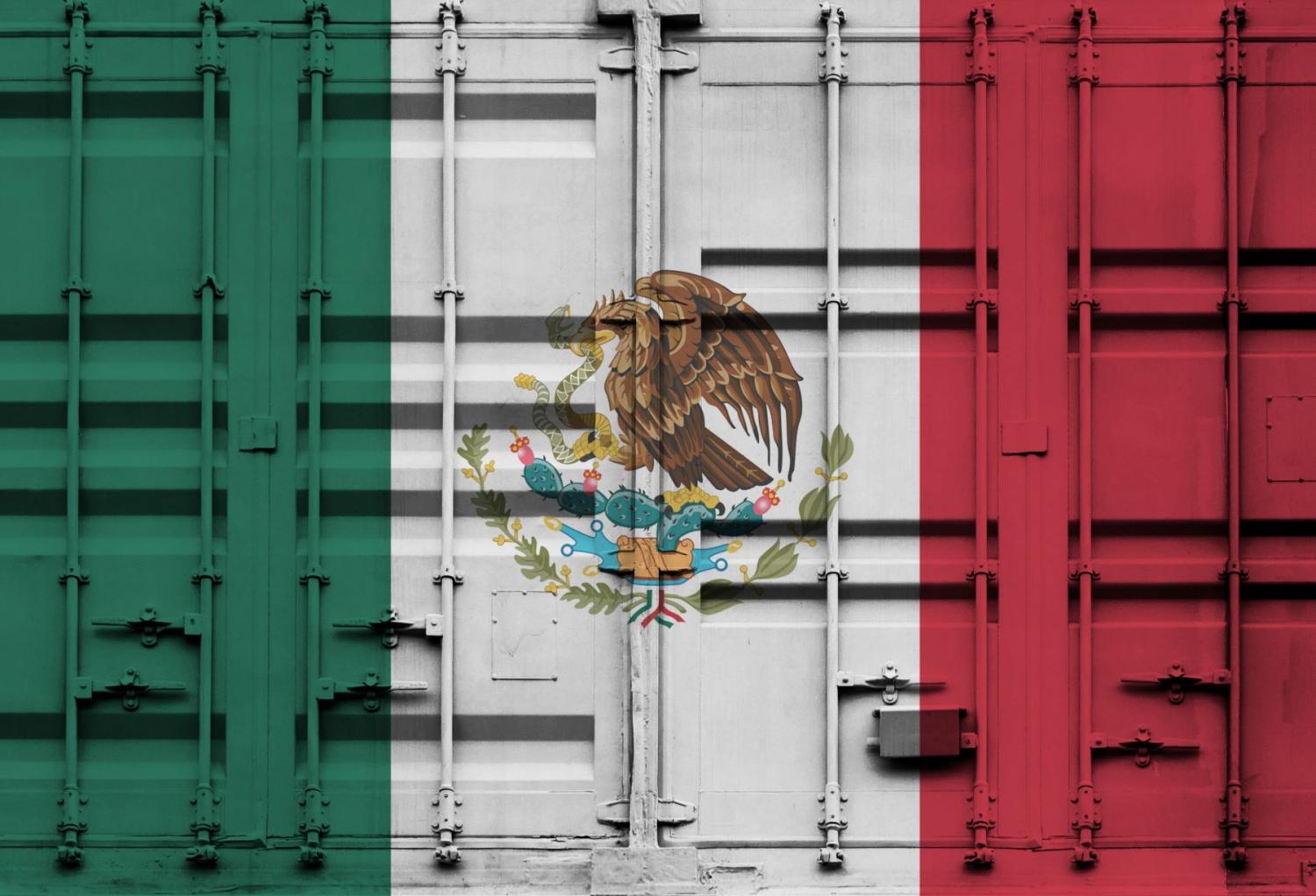 Mexican flag painted on a shipping container