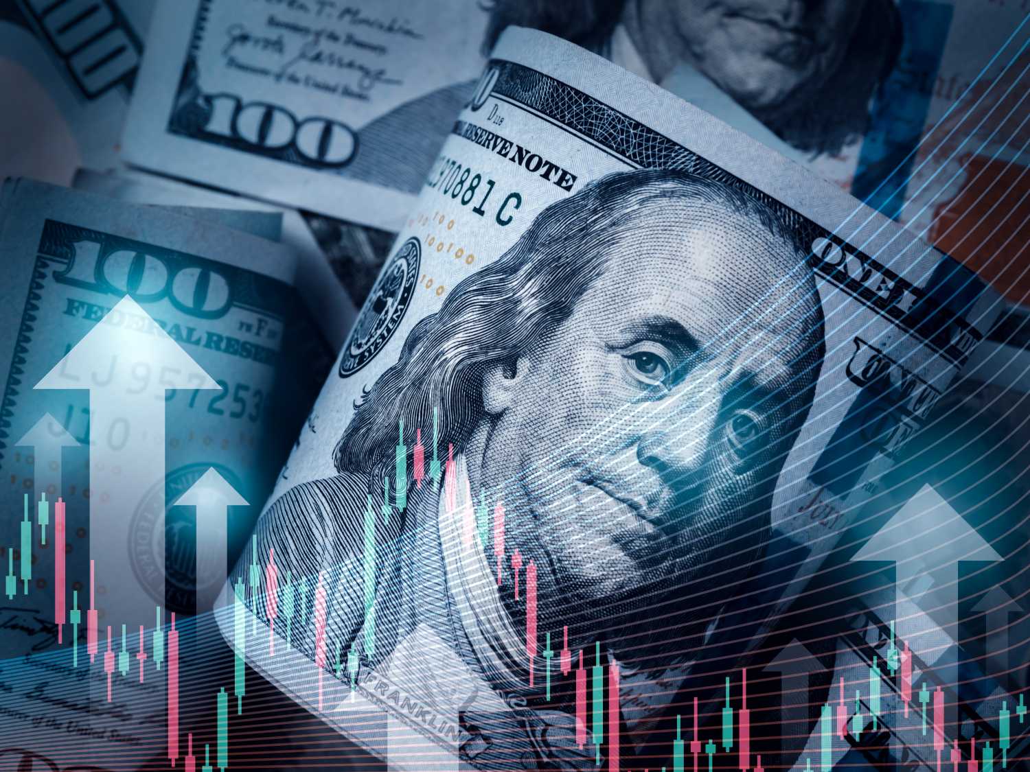 Arrows doing up with money.