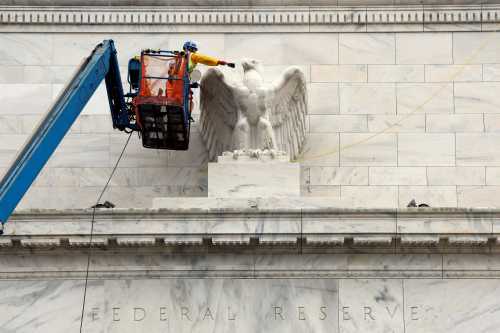 Construction worker on the Federal Reserve building.