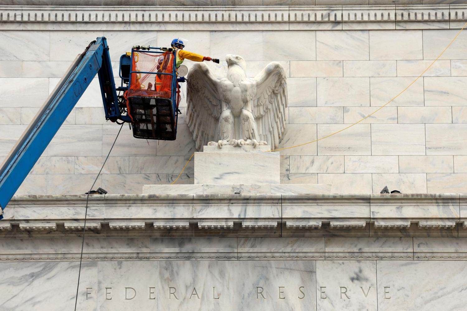 Construction worker on the Federal Reserve building.