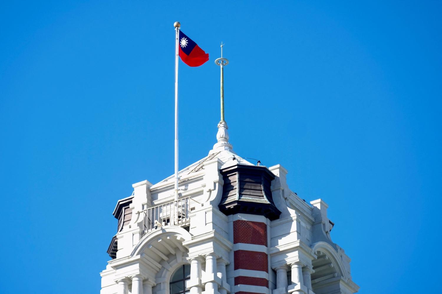 Taiwan's flag is seen on the tower of the Presidential Office in Taipei on January 13, 2021, as a planned trip to Taiwan by the United States' UN ambassador Kelly Craft was scrapped in line with the US State Department cancelling trips abroad ahead of Joe Biden's auguration.