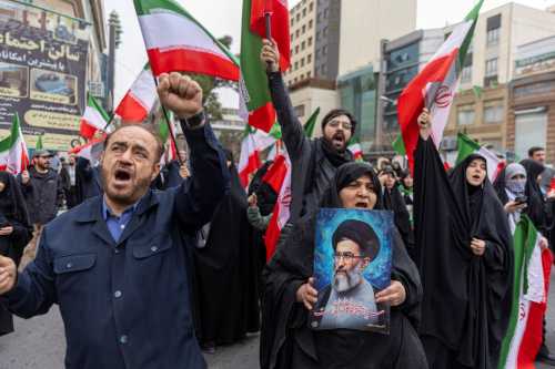 Iranians protest against attacks on Iran by Israel and the United States on February 28, 2026 in Tehran, Iran.