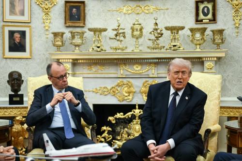 US President Donald Trump speaks during a meeting with German Chancellor Friedrich Merz in the Oval Office of the White House in Washington, DC on March 3, 2026.