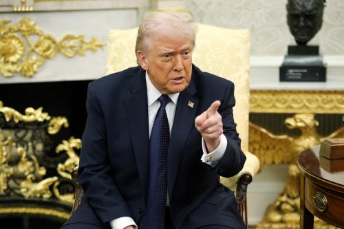U.S. President Donald Trump takes questions from the media during a bilateral meeting with German Chancellor Friedrich Merz in the Oval Office of the White House on March 03, 2026 in Washington, DC.