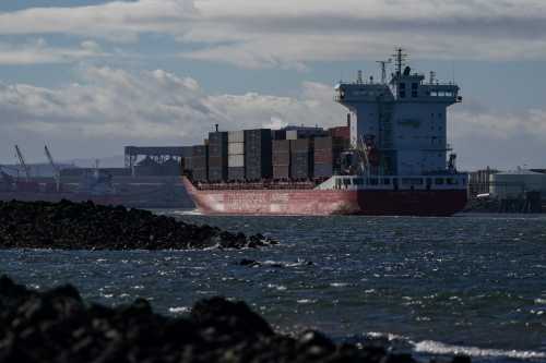 The vessel 'Containerships Borealis' arrives into the mouth of the River Tees on March 10, 2026 in Teesside, England.