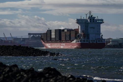 The vessel 'Containerships Borealis' arrives into the mouth of the River Tees on March 10, 2026 in Teesside, England.