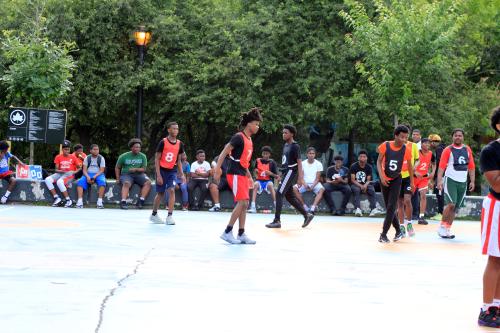 basketball players on the court