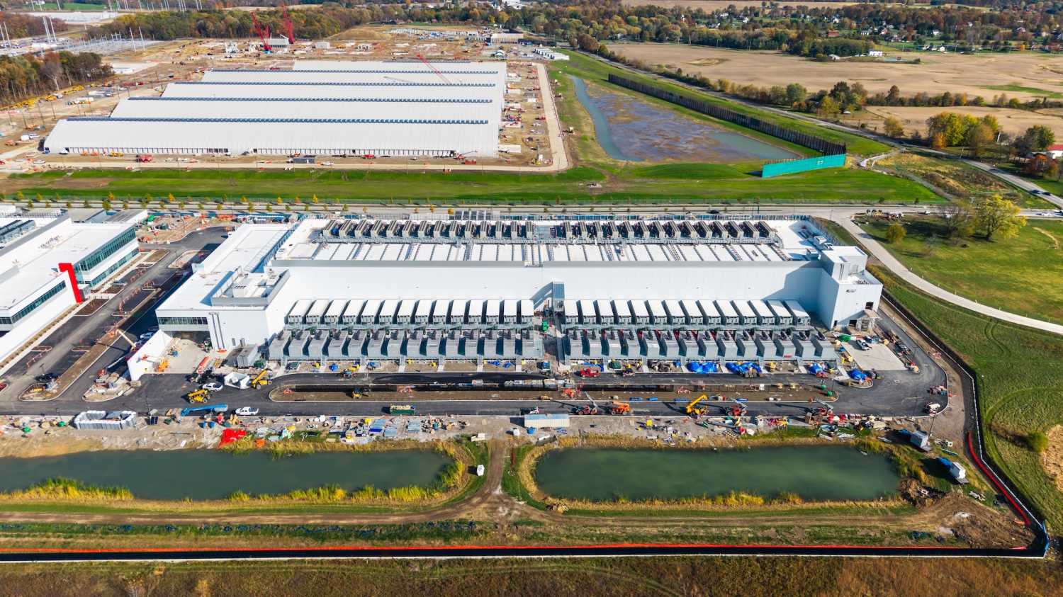 Aerial view of a data center in Ohio