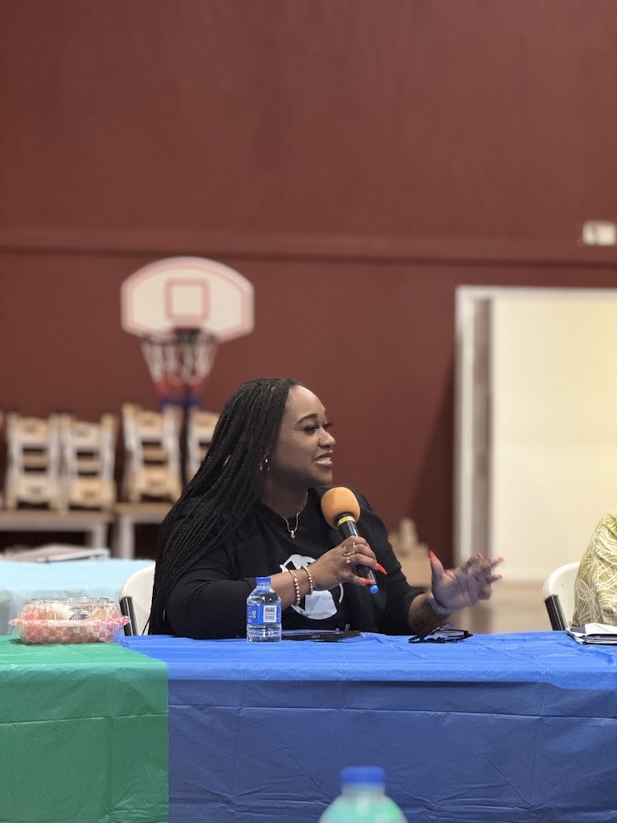 Dr. Nakisha Watts, Community Impact Advisor at Save the Children, addressing attendees at Y.O.U. Early Learning Academy in Mississippi.