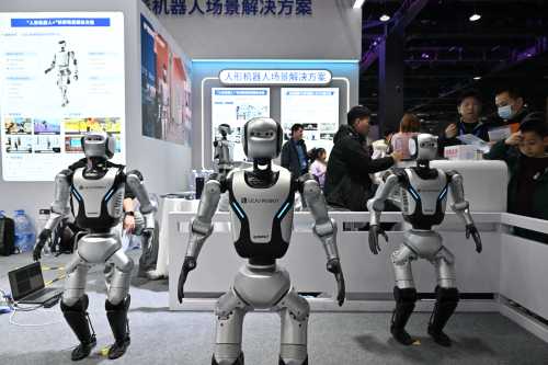 picture of humanoid robots in display in China