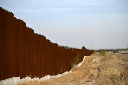 The U.S.-Mexico border wall is seen on the outskirts of Eagle Pass, Texas, on February 19, 2026.