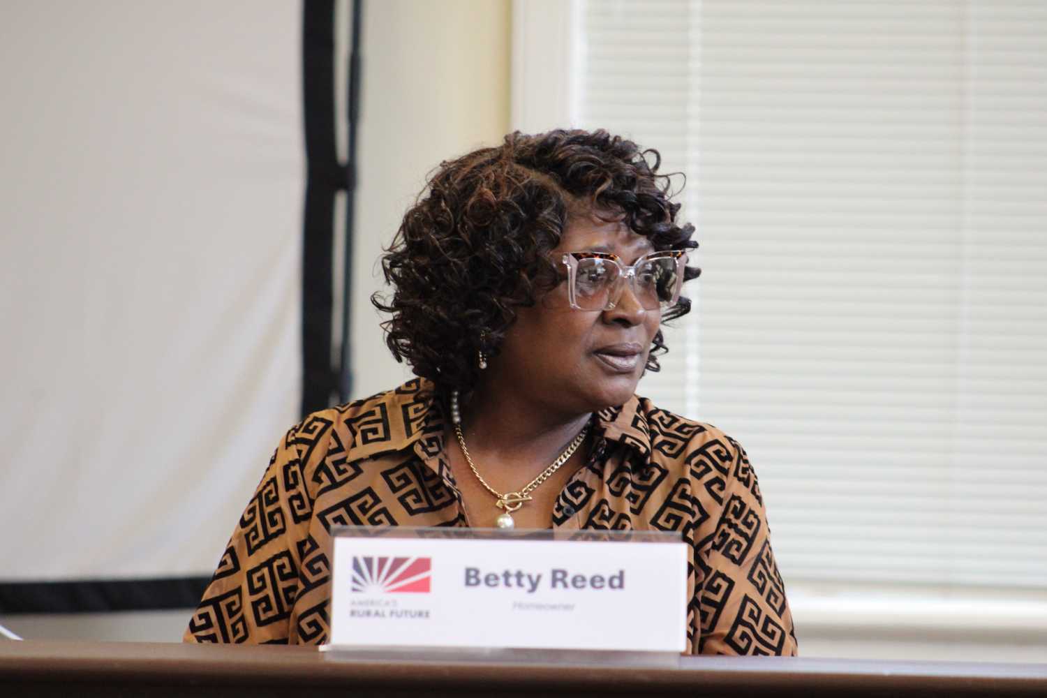 Betty Priest Reed, a homeowner and Y-16 participant, speaking to the America's Rural Future Commission about purchasing her home on her own terms.