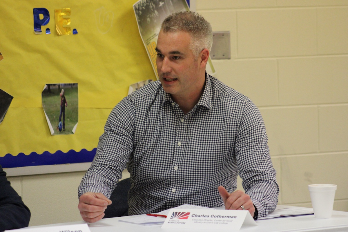 Commission Member Charles Cotherman participating in the panel discussion with local pastors during the Mississippi Delta site visit.