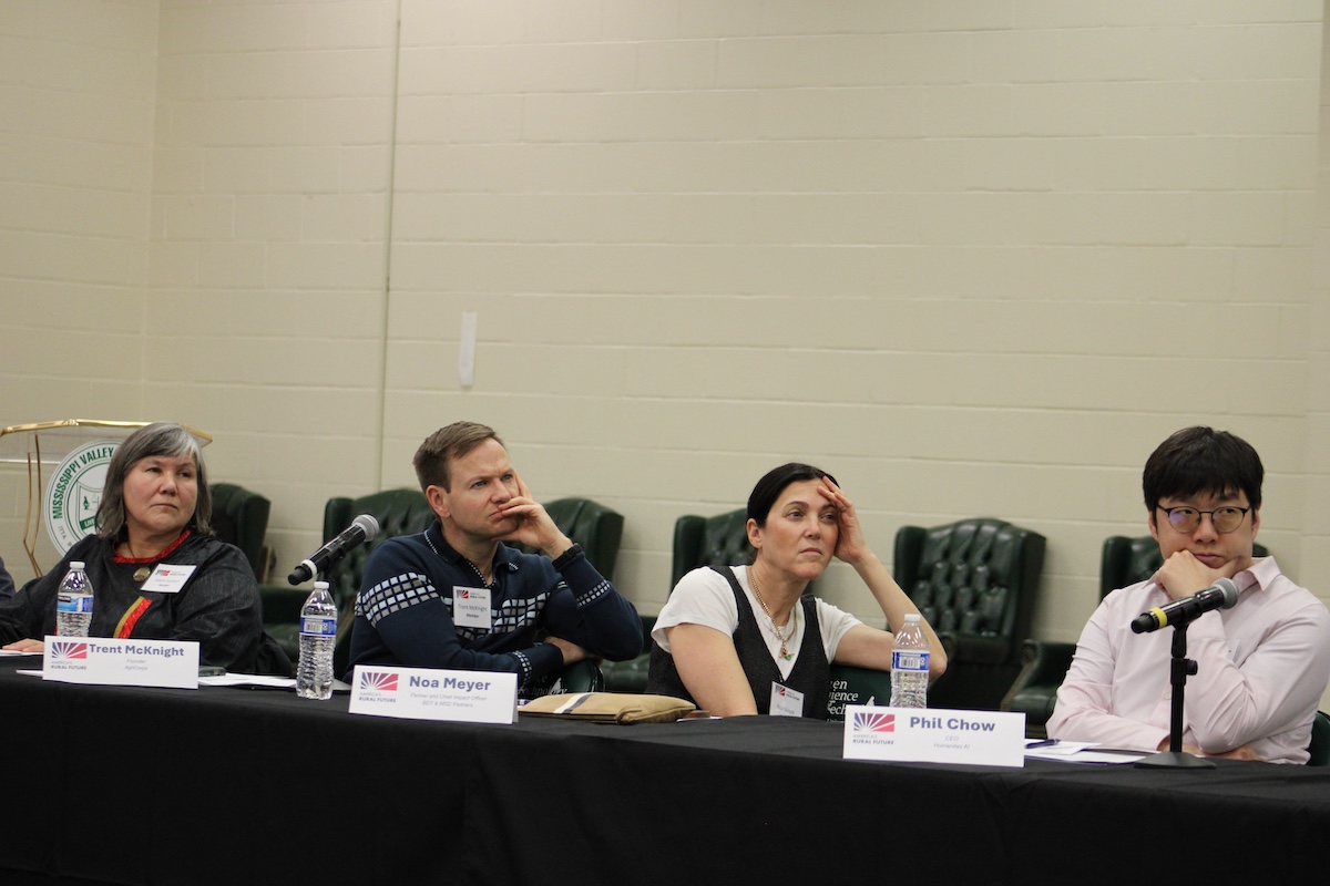 Commission Members Trent McKnight, Noa Meyer, and Phil Chow seated left to right following the discussion at Mississippi Valley State University.