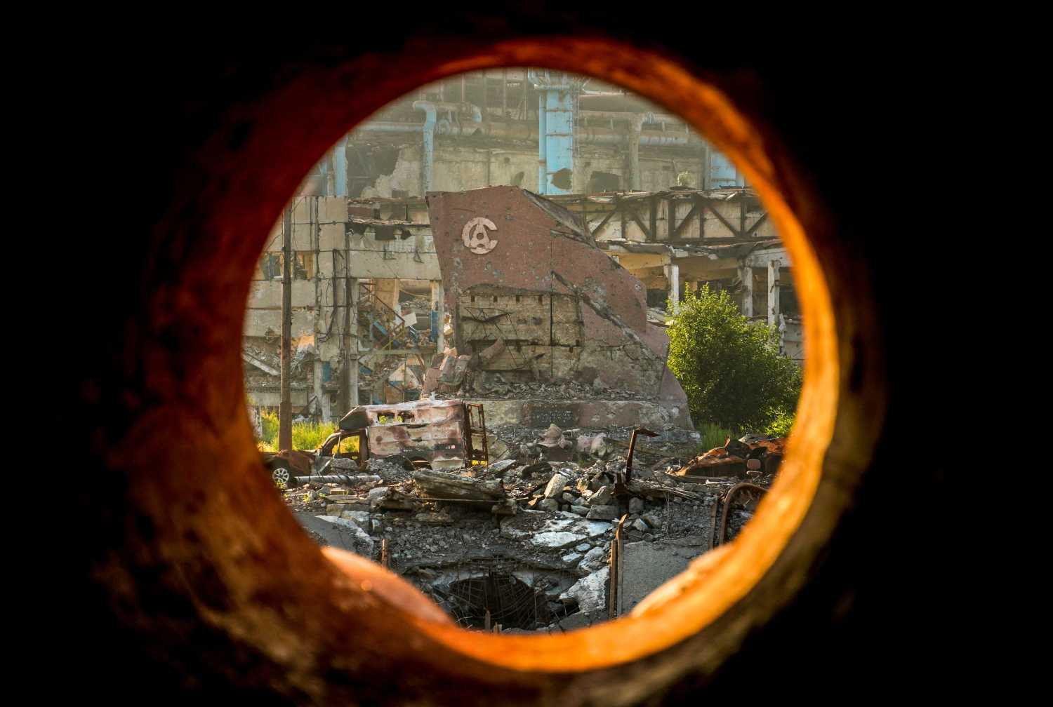 Azovstal steel plant is pictured in the city of Mariupol on August 5, 2022, amid the ongoing Russian military action in Ukraine.