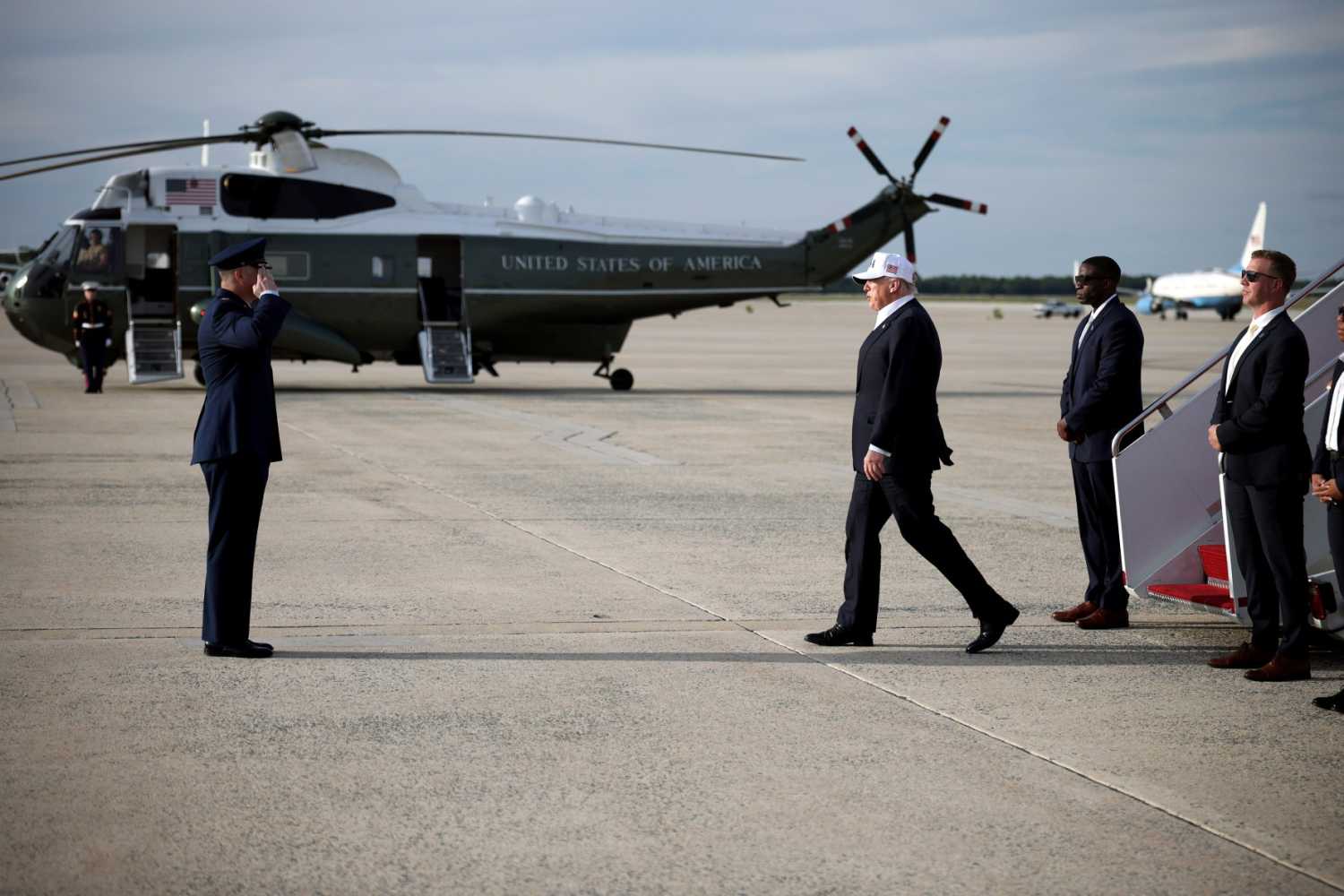 JOINT BASE ANDREWS, MARYLAND - MAY 15: U.S. President Donald Trump steps off Air Force One on May 15, 2026 at Joint Base Andrews, Maryland. President Trump is returning to Washington from his trip to China, where he and President Xi addressed ways to enhance bilateral economic cooperation and investment, and agreed that Iran should not be allowed to have a nuclear weapon. (Photo by Alex Wong/Getty Images)