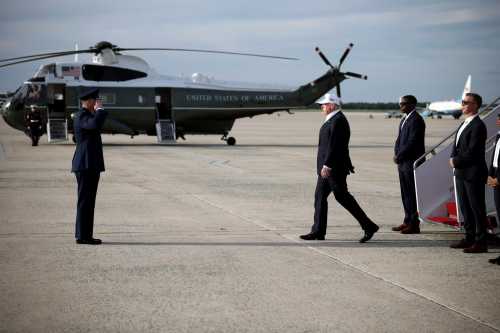 JOINT BASE ANDREWS, MARYLAND - MAY 15: U.S. President Donald Trump steps off Air Force One on May 15, 2026 at Joint Base Andrews, Maryland. President Trump is returning to Washington from his trip to China, where he and President Xi addressed ways to enhance bilateral economic cooperation and investment, and agreed that Iran should not be allowed to have a nuclear weapon. (Photo by Alex Wong/Getty Images)