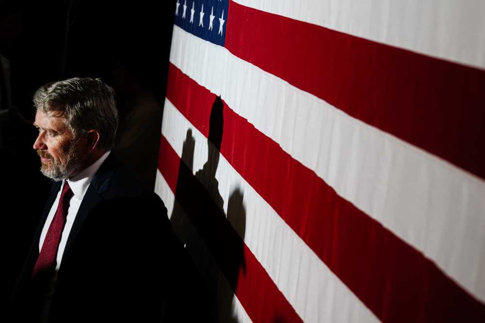 HEBRON, KENTUCKY - MAY 19: Rep. Thomas Massie (R-Ky.) speaks with supporters after his concession speech on May 19, 2026, in Hebron, Kentucky. Massie, who has served Kentucky's 4th Congressional District since 2012, conceded his loss after the most expensive U.S. House primary in U.S. history against Trump-endorsed candidate Ed Gallrein.