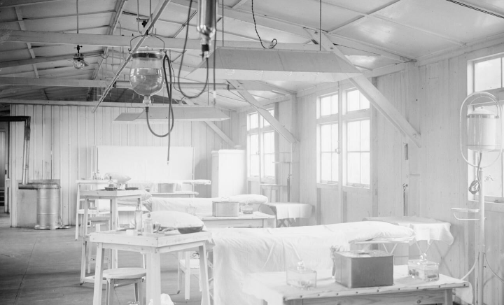 Operating theatre suite at No 23 Casualty Clearing Station in France.