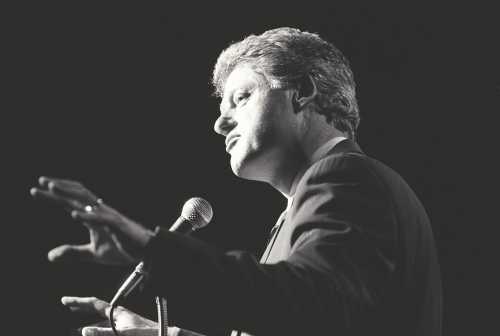 Governor Bill Clinton speaks at a New York rally during the Clinton/Gore campaign of 1992.