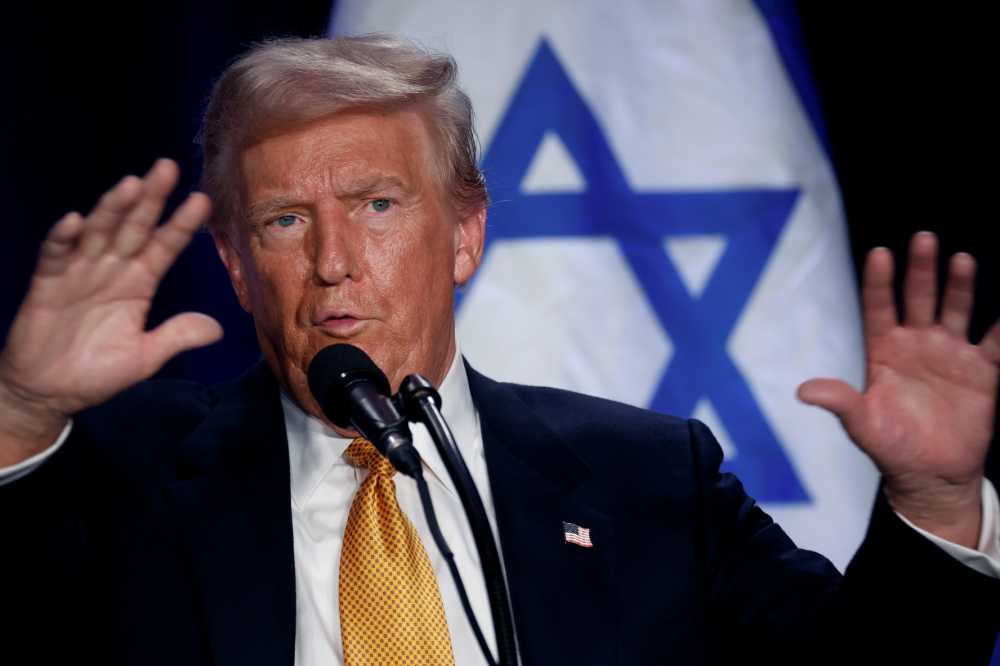 Republican presidential nominee, former U.S. President Donald Trump speaks before prominent Jewish donors at an event titled "Fighting Anti-Semitism in America" at the Hyatt Regency Capitol Hill on September 19, 2024 in Washington, DC.