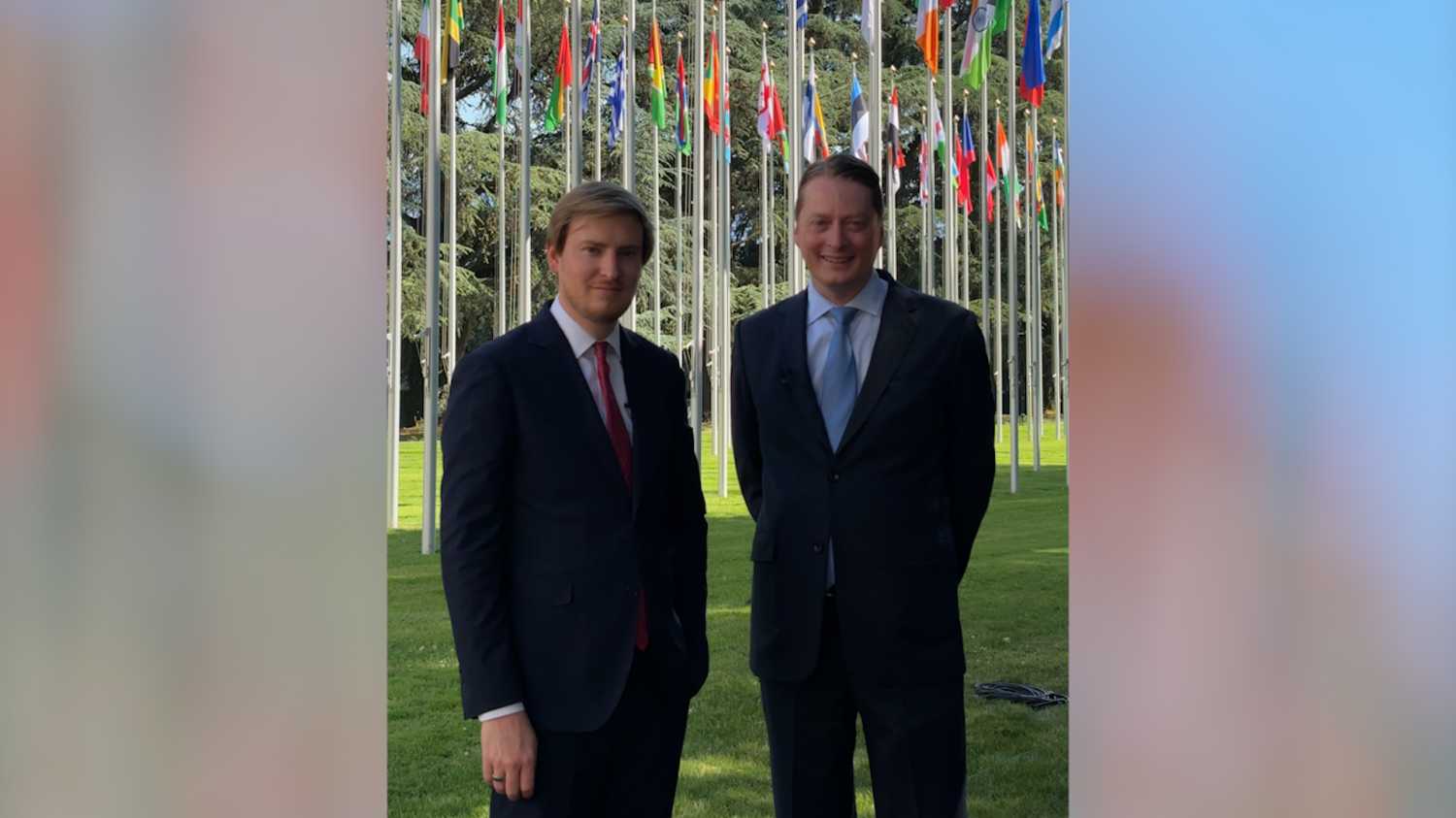 R. David Edelman (r) and Ryan Hass in Geneva, Switzerland, Global Conference on AI, Security and Ethics 2026.