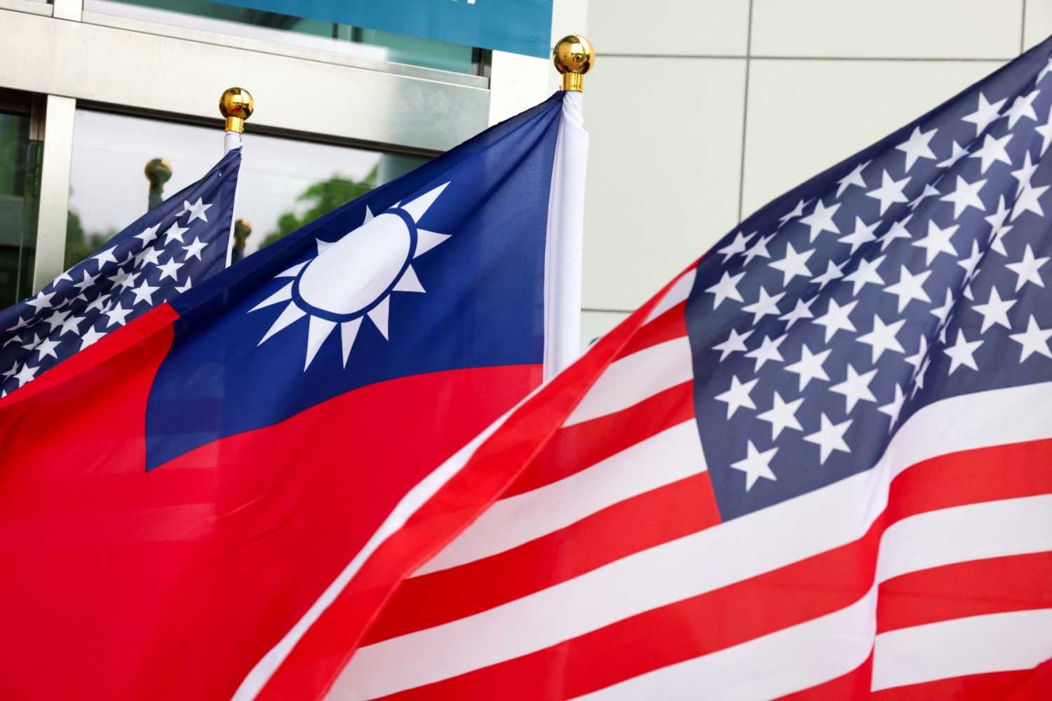 US and Taiwan flags fly outside the National Chung-Shan Institute of Science and Technology (NCSIST) in Taoyuan on March 30, 2026.