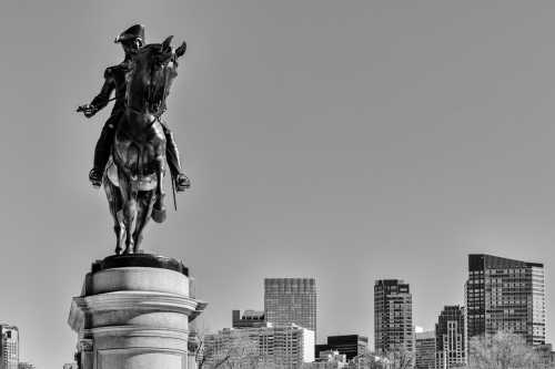 Close-up of the George Washington statue in the Boston Public Garden.
