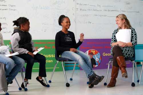 NEW ORLEANS, LA - NOVEMBER 20: Quvenzhane Wallis, actress from the movie "Annie" attends a Turnaround Arts New Orleans Event at ReNew Cultural Arts Academy on November 20, 2014 in New Orleans, Louisiana. (Photo by Tyler Kaufman/Getty Images for Columbia Pictures)