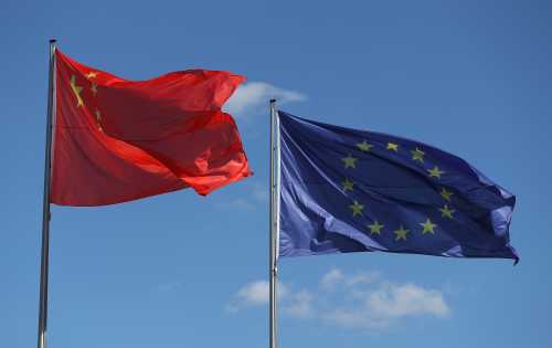 China and European Union flags