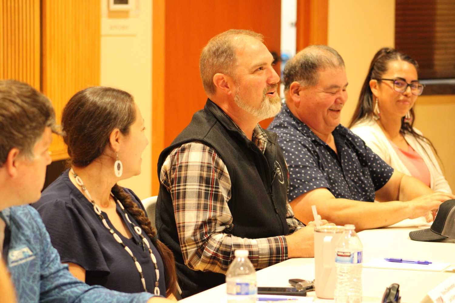From left to right: Hawk Grinnell (Economic Development Director, Jamestown S’Klallam), Loni Grinnell-Greninger(Vice-Chairwoman, Jamestown S’Klallam), Rio Jaime (Chairman, Quileute Tribe), Chas Woodruff (Vice-Chairman, Quileute Tribe), and Darlene Hollum (Chairwoman, Hoh Tribe).