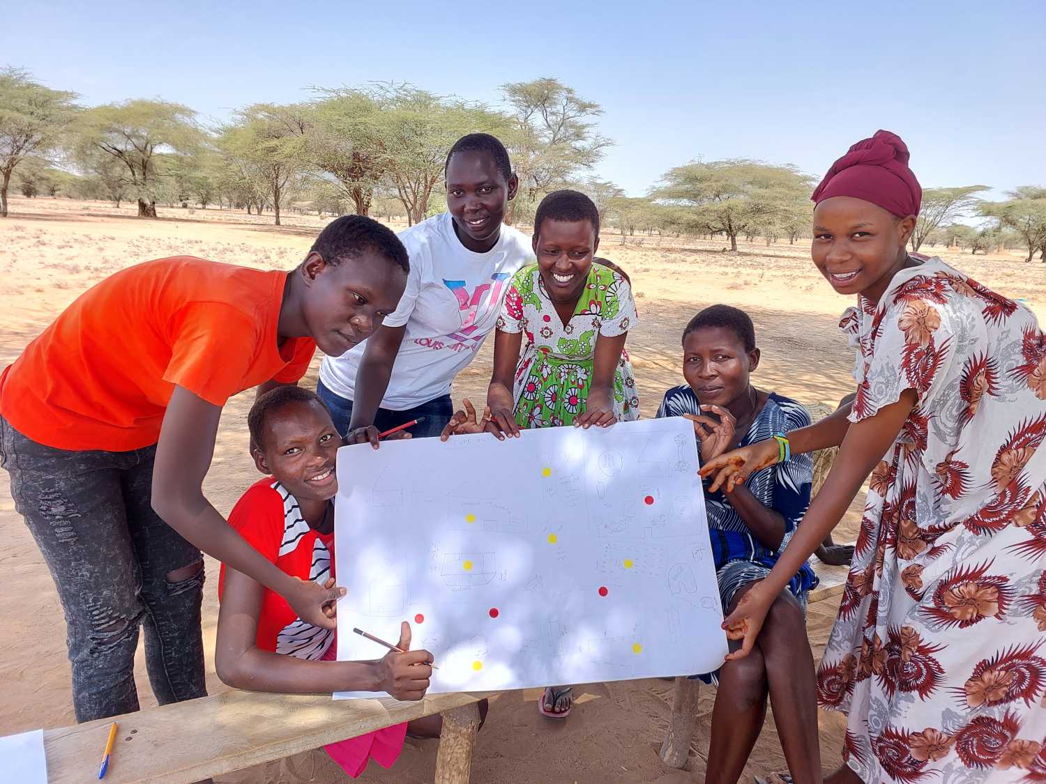 Karamoja girls show school map