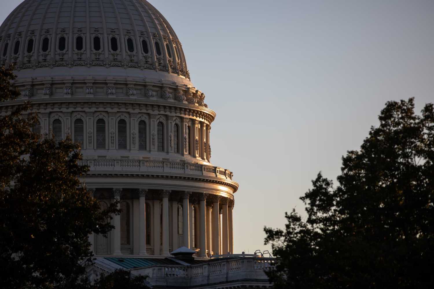 WASHINGTON, DC - OCTOBER 24: The US Capitol Building is seen during a Senate Forum on Artificial Intelligence in the Russell Senate Office Building on Oct. 24, 2023, in Washington, D.C.