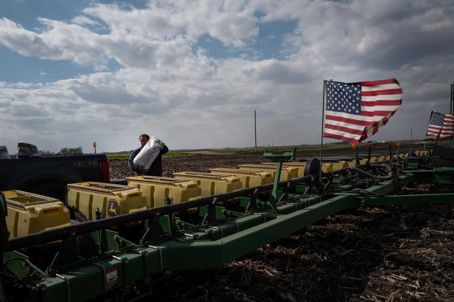 Alan Montag plants soybeans on farmland he leases on May 6, 2026, near West Bend, Iowa.