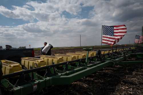 Alan Montag plants soybeans on farmland he leases on May 6, 2026, near West Bend, Iowa.