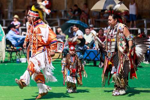 Attendees gather for the annual Heart Butte Indian Days Powwow on the Blackfeet Reservation in Heart Butte, Montana.